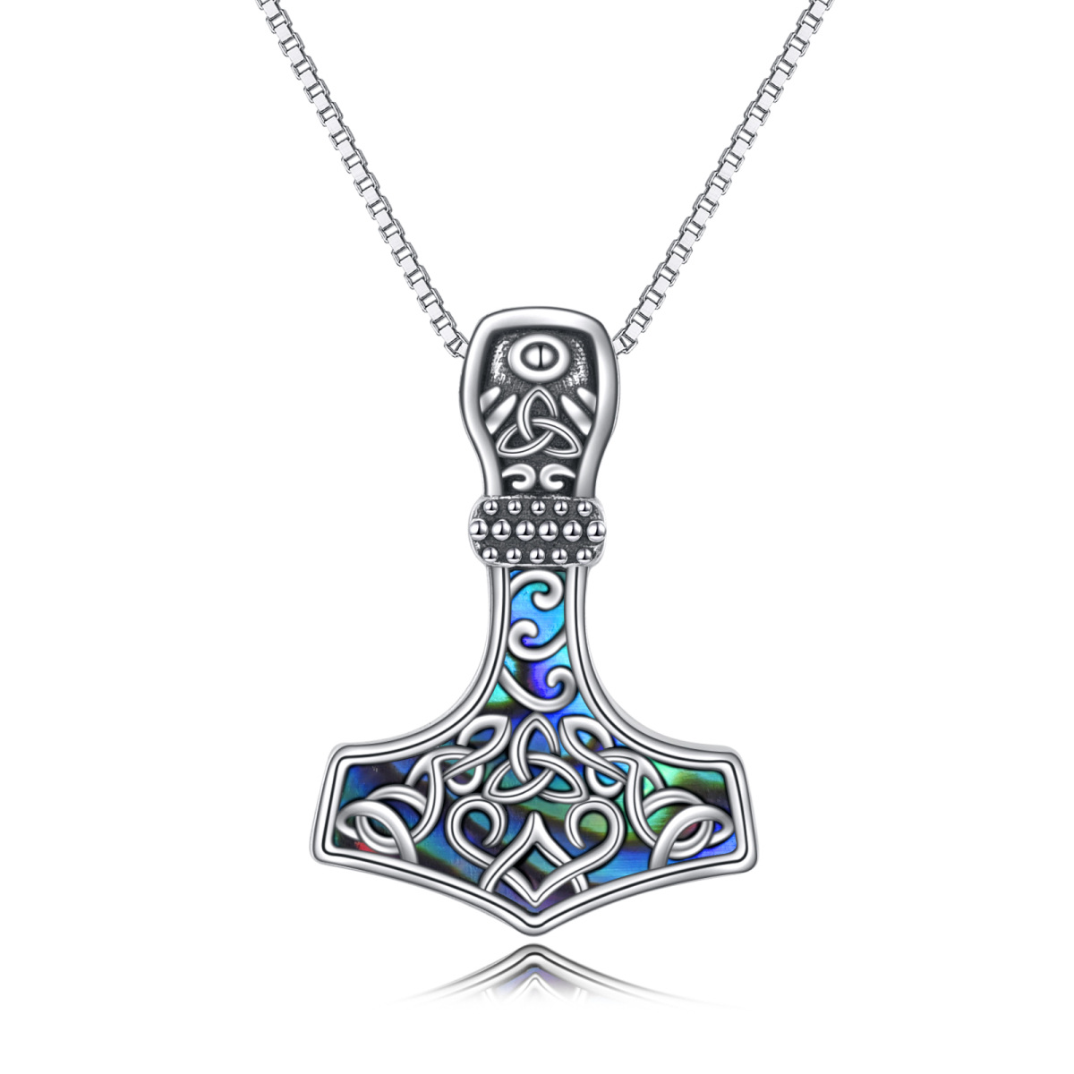 Collier en argent sterling avec pendentif Abalone Shellfish Thor's Hamme-1