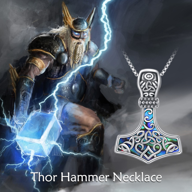 Collar con colgante de plata de ley Abalone Shellfish Thor's Hamme-2