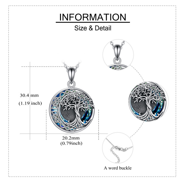 Sterling Silver Circular Shaped Crystal Tree Of Life & Celtic Knot & Round Urn Necklace for Ashes-4
