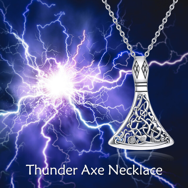Sterling Silver Viking Rune Pendant Necklace-5