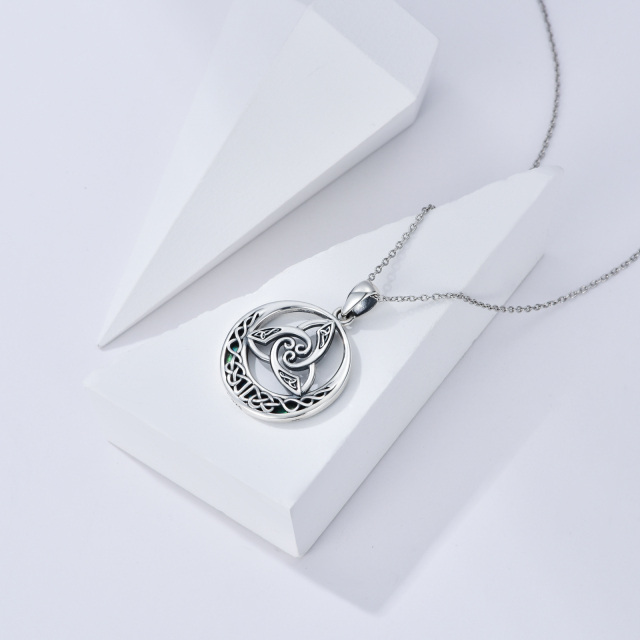 Collier en argent sterling avec pendentif en forme de cercle et nœud celtique en forme d'o-3