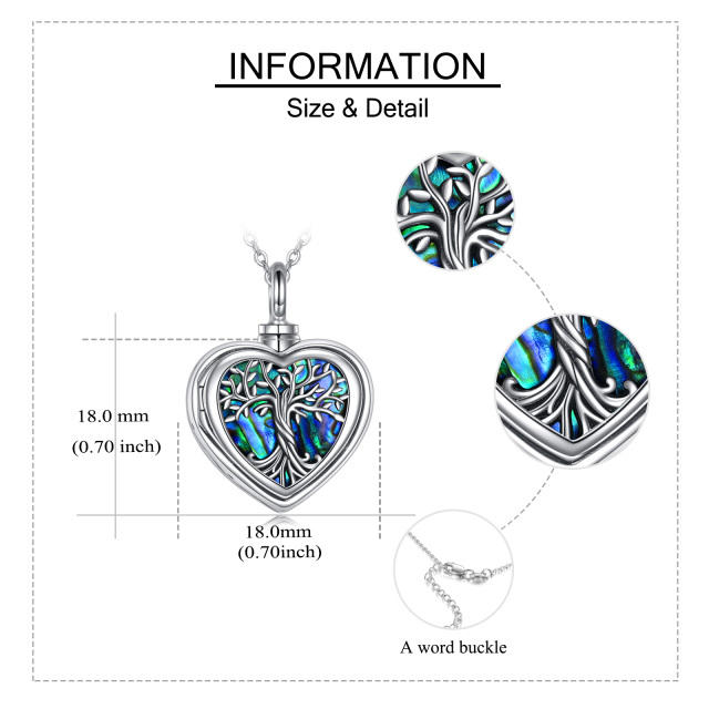 Sterling zilveren Abalone schelpdieren Gepersonaliseerde foto & hart Urn ketting voor as met gegraveerd woord-5