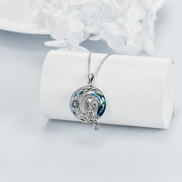 Halskette mit keltischem Knotenanhänger „Rabe“ aus Sterlingsilber mit Kristall-3