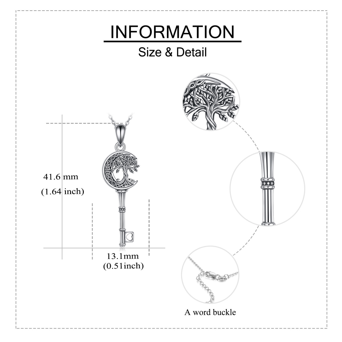 Sterling Silber Baum des Lebens & keltischen Knoten & Schlüssel Anhänger Halskette-6