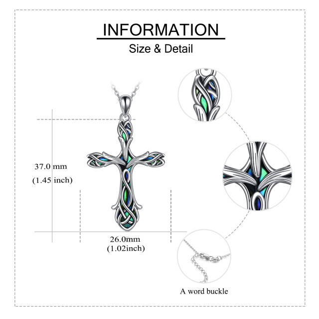 Sterling Silver Abalone Shellfish Cross & Infinity Symbol Pendant Necklace-6