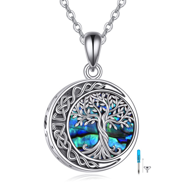 Sterling Silver Abalone Shellfish Tree Of Life & Celtic Knot Urn Necklace for Ashes-2