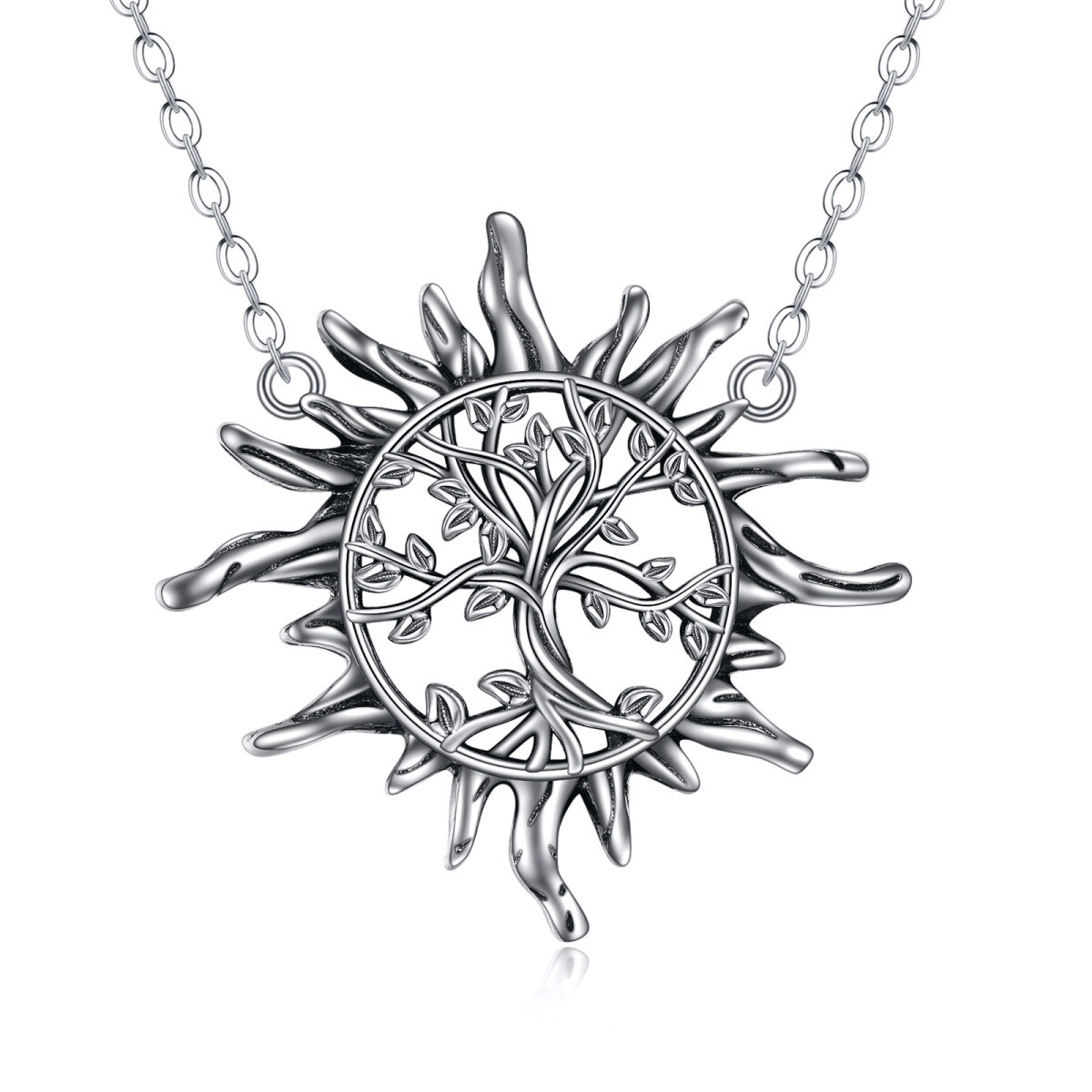 Sterling Silver Sun Pendant Necklace-1
