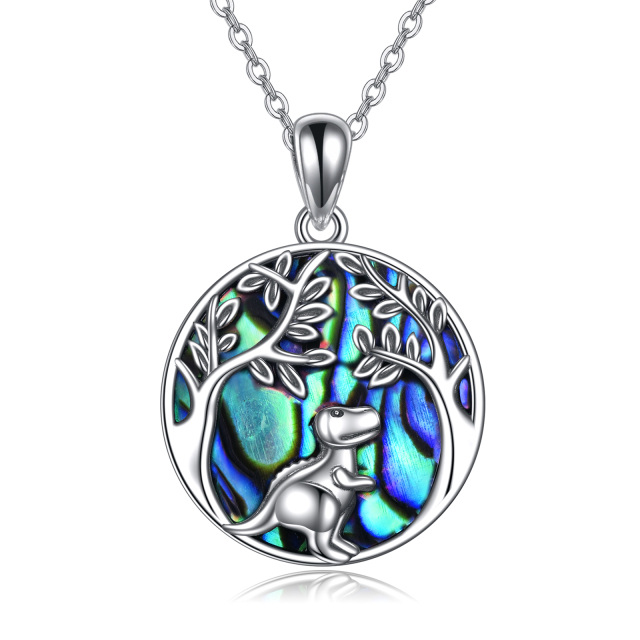 Sterling Silver Abalone Shellfish Tree Of Life Pendant Necklace-2