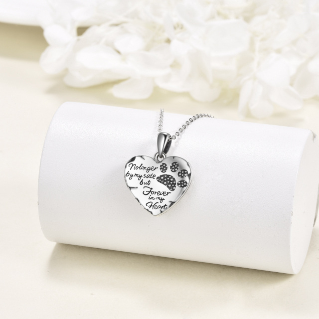 Sterling Silver Paw & Heart Personalized Photo Locket Necklace-3