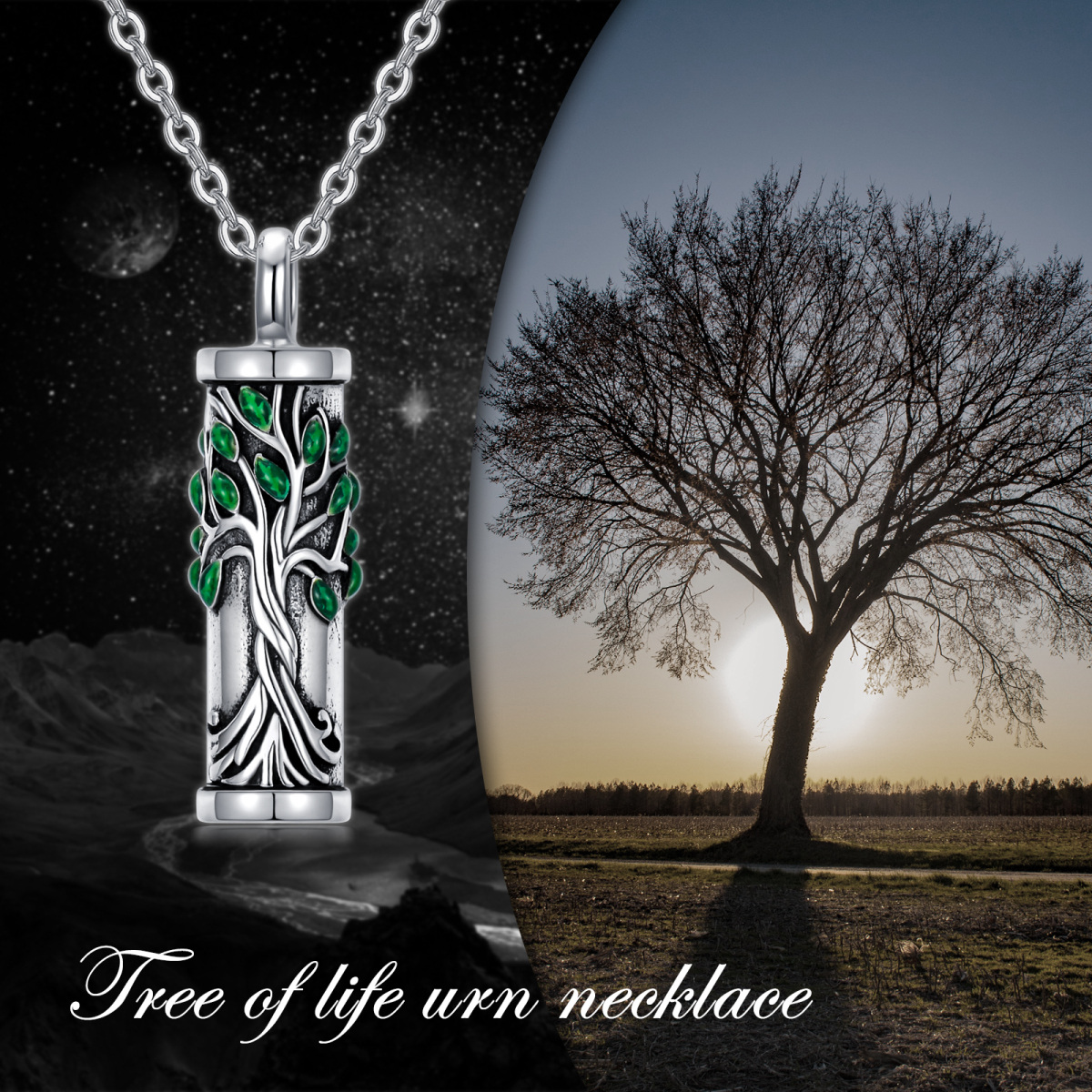 Sterling Silver Tree Of Life Urn Necklace for Ashes-6