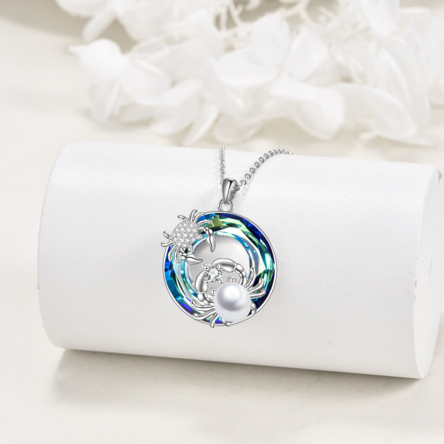 Collier en argent sterling avec pendentif en cristal de crabe de forme circulaire-2