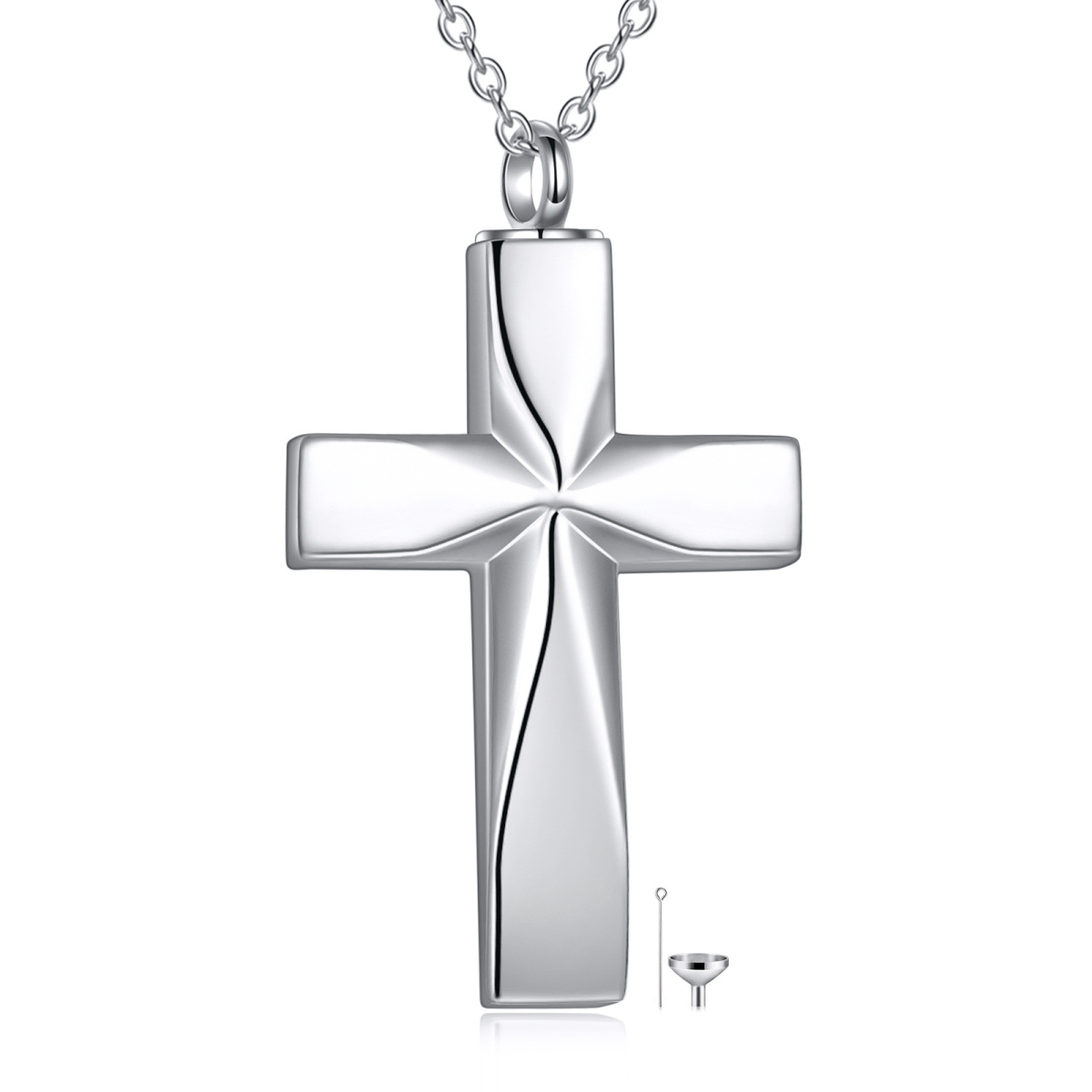Sterling Silver Origami Cross Unisex Urn Necklace for Ashes-1