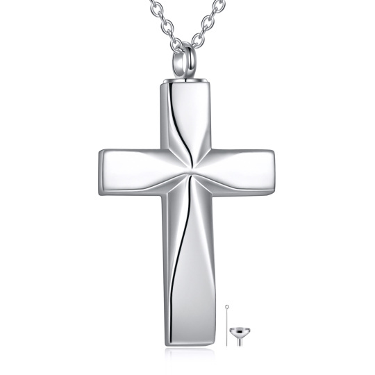 Collier d'urne unisexe Origami Cross en argent sterling pour les cendres