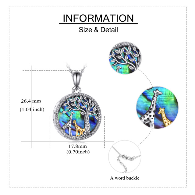 Sterling Silver Two-tone Abalone Shellfish Giraffe Tree Of Life Urn Necklace for Ashes-5