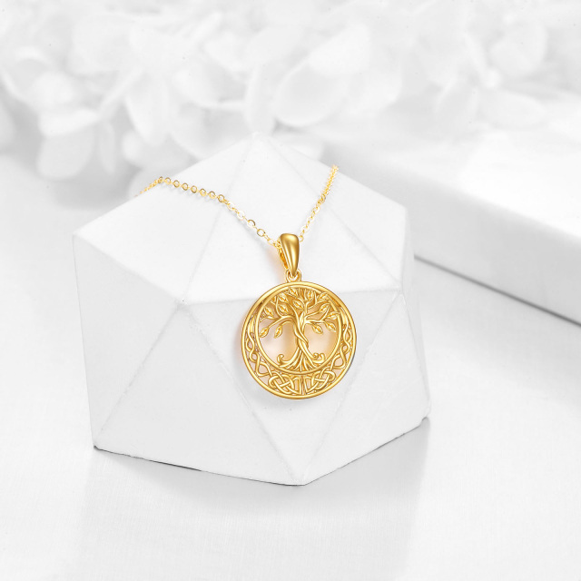 14K Yellow Gold Plated Tree Of Life & Celtic Knot Pendant Necklace-4