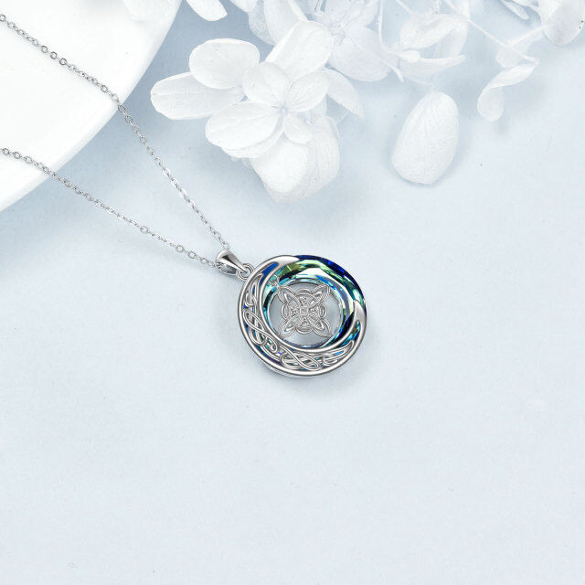 Collier en argent sterling avec pendentif nœud celtique et lune en cristal rond-4