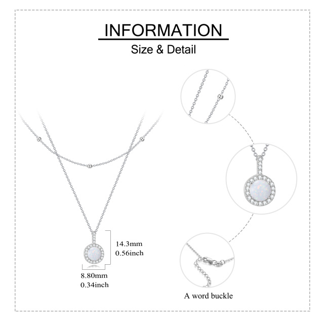 Collier en argent sterling avec zircon cubique rond et opale ronde-4