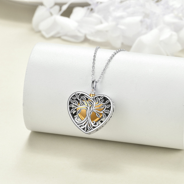 Sterling Silver Two-tone Tree Of Life Urn Necklace for Ashes-2