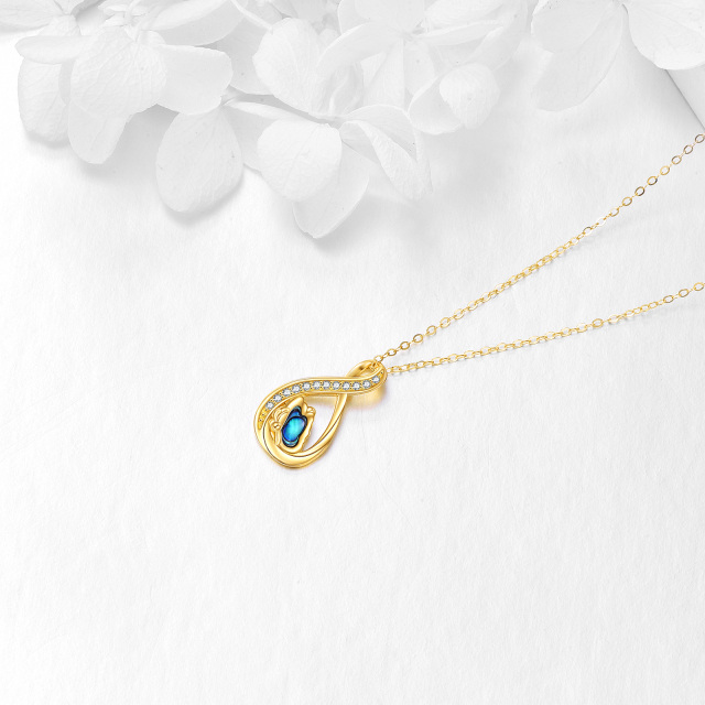 14K Gold Abalone Shellfish & Cubic Zirconia Butterfly & Infinity Symbol Pendant Necklace-3