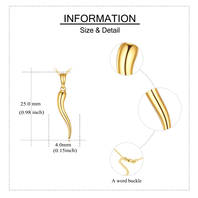 14K Gold Italian Horn Pendant Necklace-5