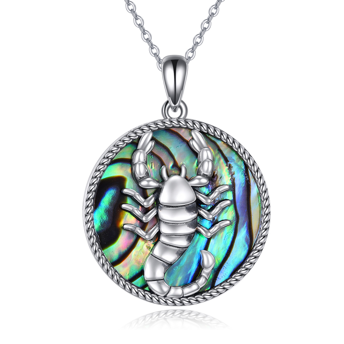 Collier en argent sterling avec pendentif en forme d'ormeau et de coquillage Scorpion-1