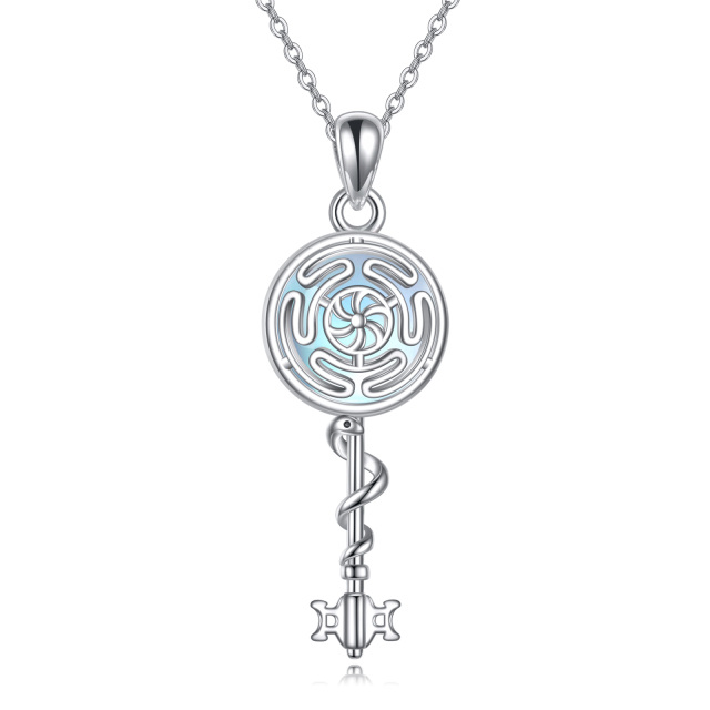 Colar Hecate S925 Prata Wiccan Roda de Hecate Símbolo da Deusa Colar com pingente para mulheres-0