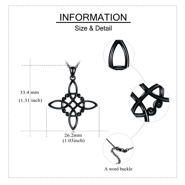 Halskette mit Hexenknoten-Anhänger aus Sterlingsilber mit schwarzer Rhodiumfarbe-4