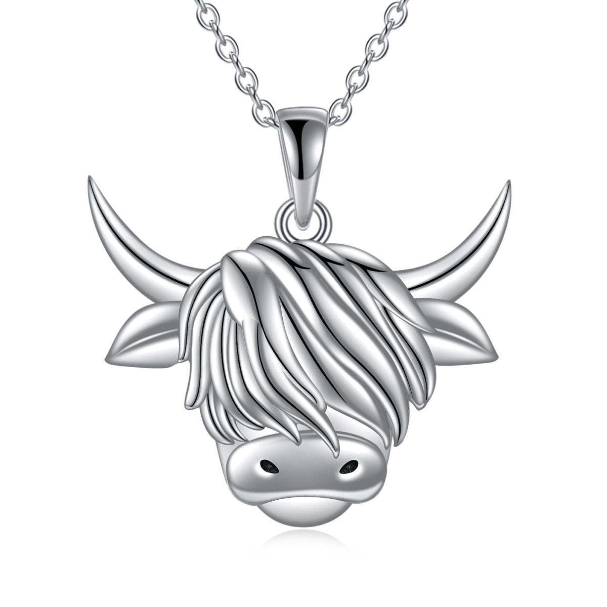 Sterling Silver Highland Cow Pendant Necklace Gift for Her-1