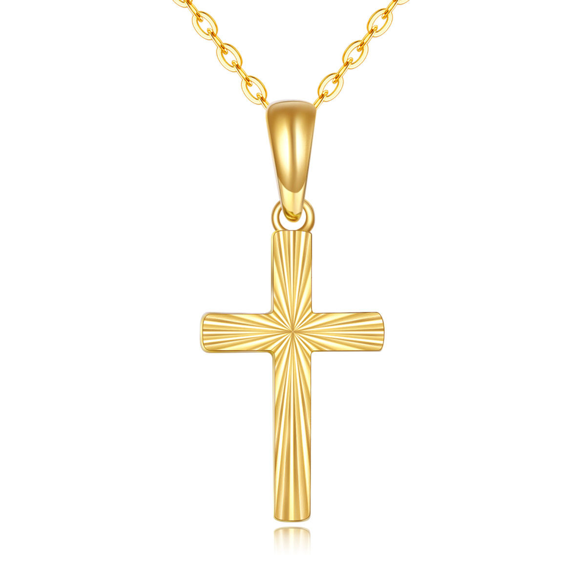 14K Gold Cross Pendant Necklace-1