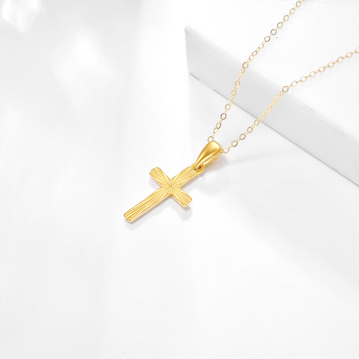 14K Gold Cross Pendant Necklace-4