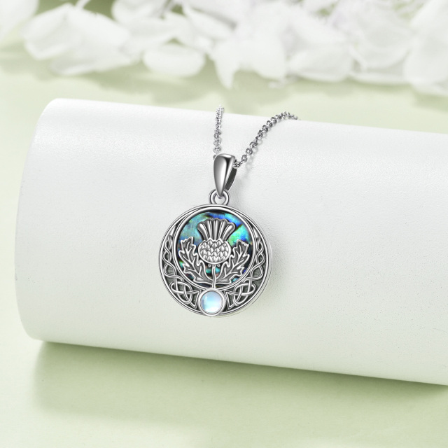 Sterling Silver Abalone Shellfish Thistle Flower & Celtic Knot Personalized Photo Locket Necklace-1