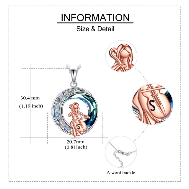 Sterling Silber kreisförmige Cello keltischen Knoten Kristall Anhänger Halskette-4