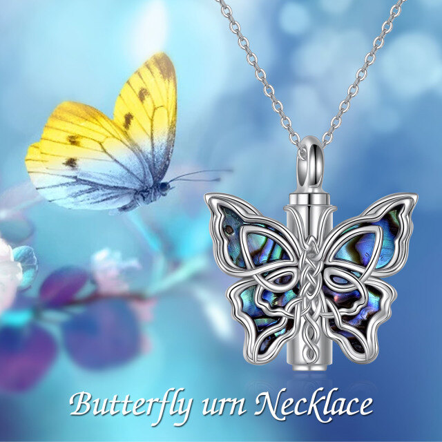 Sterling Silver Abalone Shellfish Butterfly & Celtic Knot Urn Necklace for Ashes-4