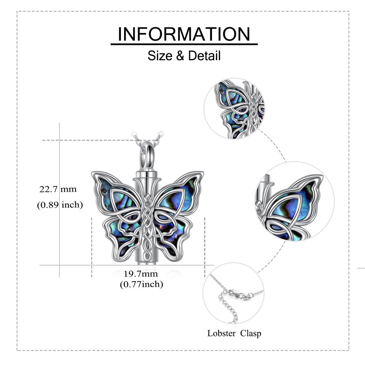 Collar de plata de ley Abalone Shellfish Butterfly & Celtic Knot Urn-6