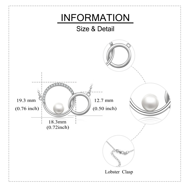 Sterling Silber kreisförmig Cubic Zirkonia & Perle Generation Ring Kreis Anhänger Halskett-4