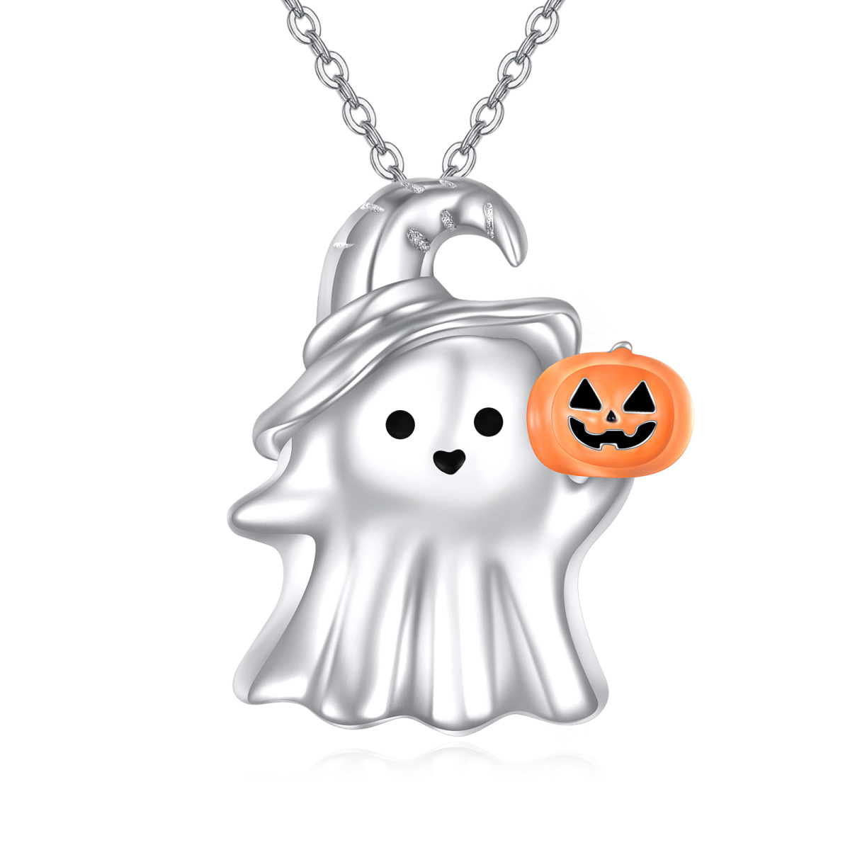 Sterling Silver Pumpkin Pendant Necklace-1