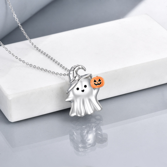 Sterling Silver Pumpkin Pendant Necklace-3