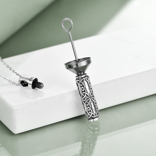 Sterling Silber Celtic Knot Bar Anhänger Urne Halskette für Asche-3