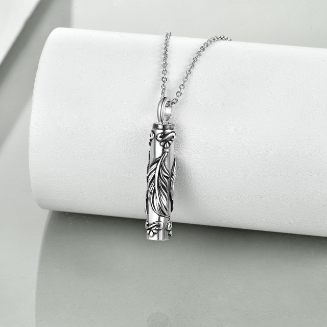 Sterling Silver Feather Urn Necklace for Ashes-2