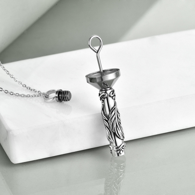 Sterling Silver Feather Urn Necklace for Ashes-3