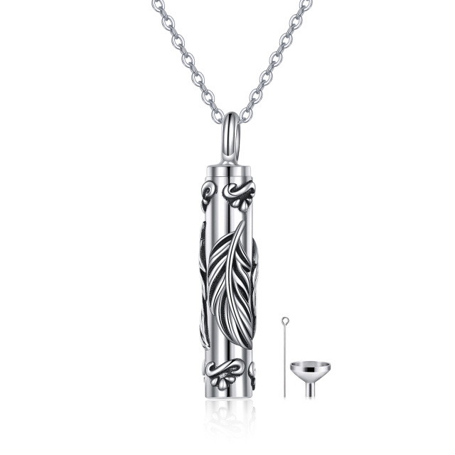 Sterling Silver Feather Urn Necklace for Ashes-0