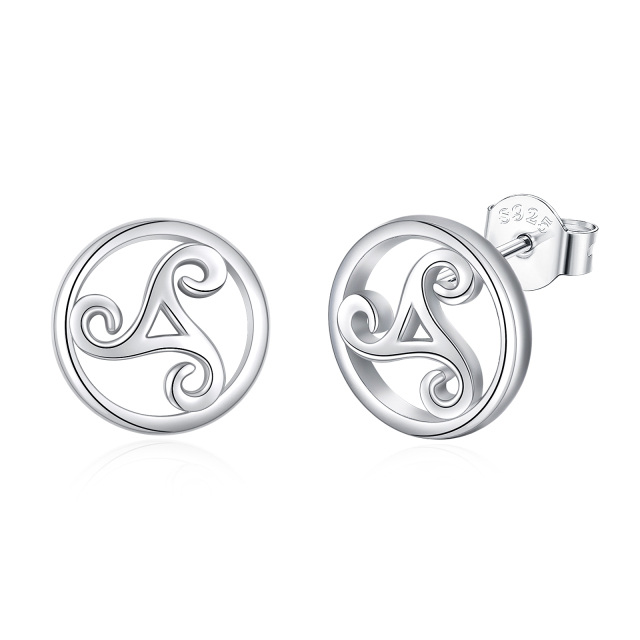 Sterling Silver Viking Rune Stud Earrings-1