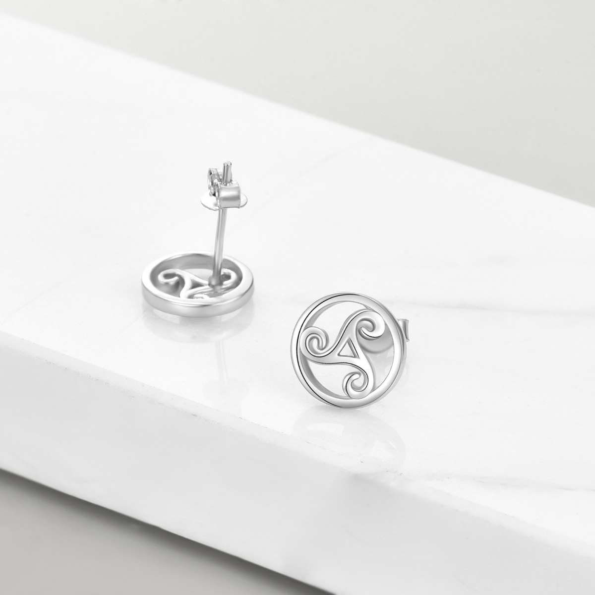 Sterling Silver Viking Rune Stud Earrings-5