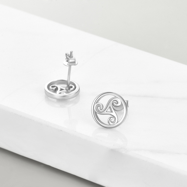 Orecchini a bottone con rune vichinghe in argento sterling-5