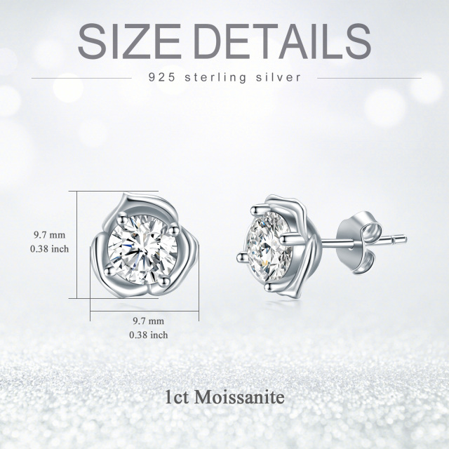 2CT Moissanite Earrings Stud Diamond Earrings for Women Rose Flower Earrings-2