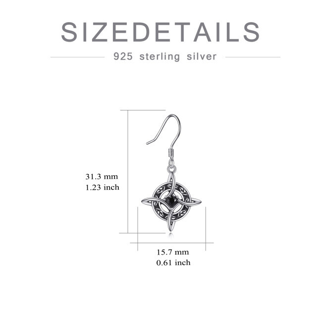 Sterling Silver Zircon Celtic Knot & Cross Drop Earrings-4