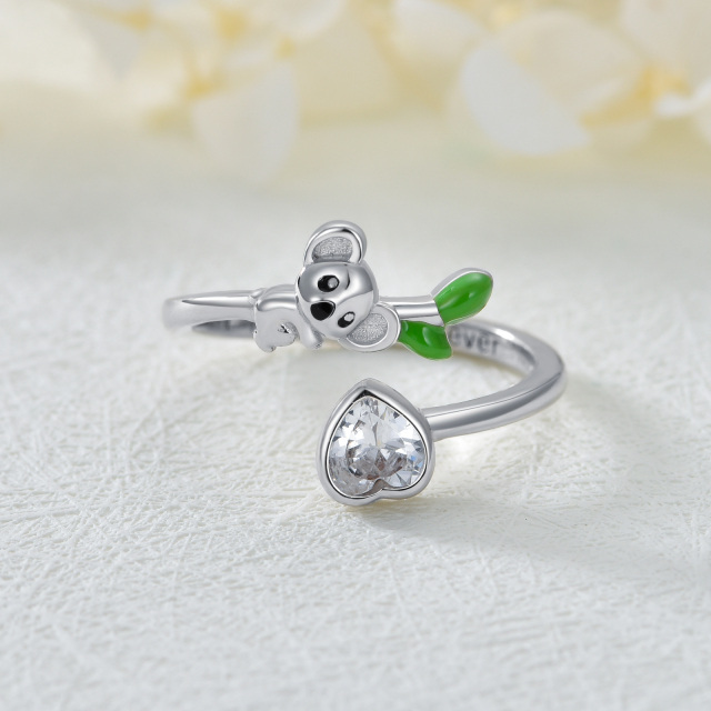 Anel Koala 925 prata esterlina bonito animal anel ajustável aberto anel panda jóias-2