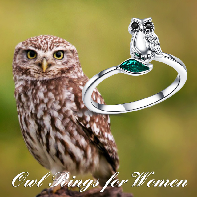 Sterling Silver Owl Open Ring-5