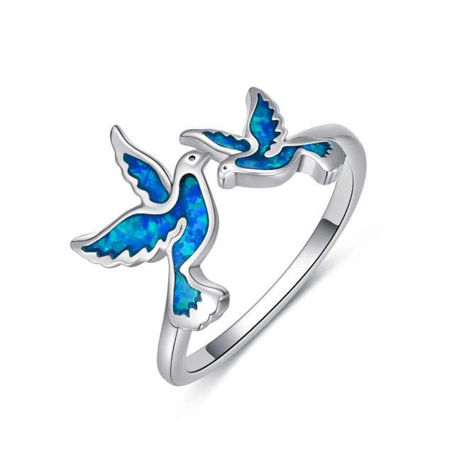 Sterling Silver Opal Hummingbird Open Ring-1