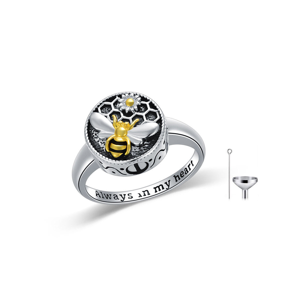 Sterling Silver Bee Urn Ring-1
